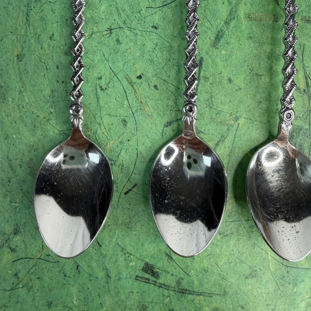 Vintage Holland Silver Souvenir Spoons Set of 6 Windmill Sailboat Dutch Folk Art